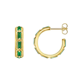 Thomas Sabo Yellow-Gold Plated Hoop Earrings with Emerald Green Stones