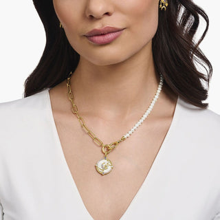 Thomas Sabo Yellow-Gold plated Necklace with Freshwater Pearls and Zirconia