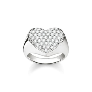 SIGNET RING HEART PAVE