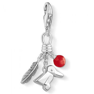 Silver Bird Feather Berry Charm