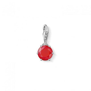 Silver July Red Coral Charm