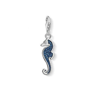 Silver Zirconia Blue Seahorse Charm
