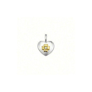 Silver and Yellow Gold Diamond Small Heart Pendant