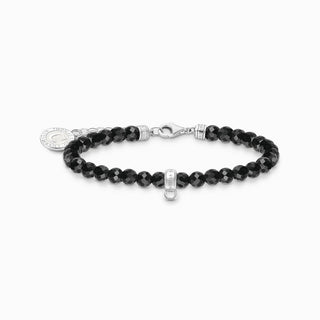 Thomas Sabo Bracelet - Silver Member Charm with Black Beads