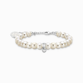 Thomas Sabo Bracelet - Silver Member Charm with White Oval-shaped Pearls