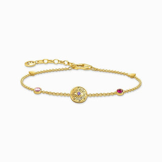 Thomas Sabo Bracelet - Yellow-Gold Plated with a Sun Coin and Various Stones