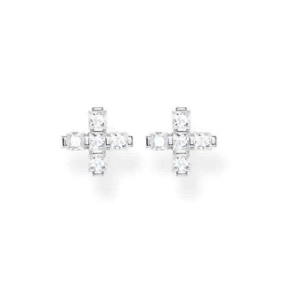 Thomas Sabo CZ White Stone Cross Stud Earrings