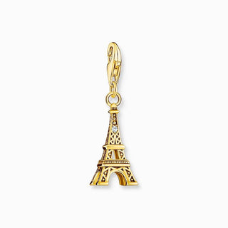 Thomas Sabo Charm Gold-plated Pendant - Eiffel Tower and White Zirconia