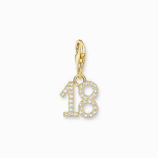 Thomas Sabo Charm Gold-plated Pendant - Number 18 with Zirconia