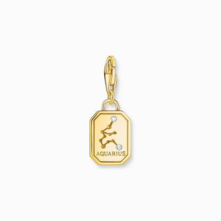 Thomas Sabo Charm Gold-plated Pendant - Zodiac Sign Aquarius with Zirconia