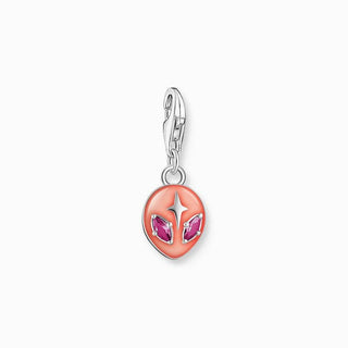 Thomas Sabo Charm Pendant - Alien with Red cold Enamel and Red Stones Silver