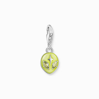 Thomas Sabo Charm Pendant - Alien with Yellow cold Enamel and Green Zirconia Silver