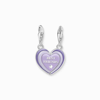 Thomas Sabo Charm Pendant - BEST FRIENDS with Violet cold Enamel Silver Blackened