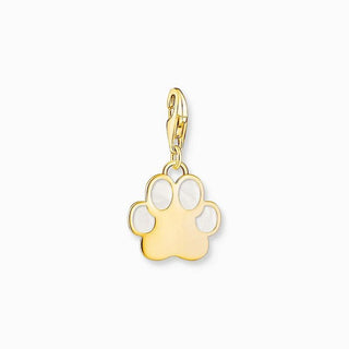 Thomas Sabo Charm Pendant - Dog Paw with Cold Enamel Yellow-Gold Plated