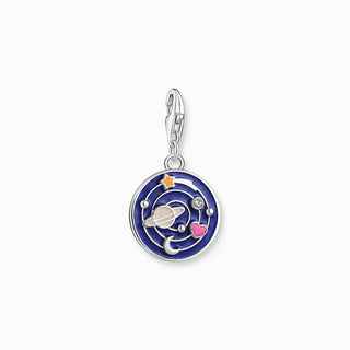 Thomas Sabo Charm Pendant - Galaxy with Cold Enamel in Various Colours Silver Blackened
