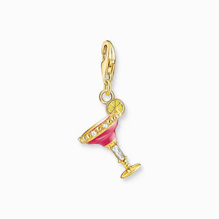 Thomas Sabo Charm Pendant - Red Cocktail Glass - Gold Plated