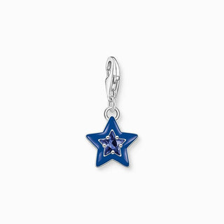 Thomas Sabo Charm Pendant - Star with Sapphire Blue Stone and Blue cold Enamel Silver