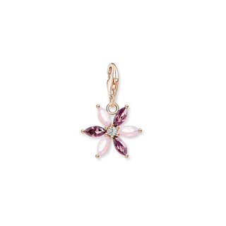 Thomas Sabo Charm pendant flower pink stones rose gold