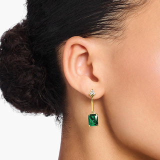 Thomas Sabo Earrings with Green and White Stones - Gold Plated