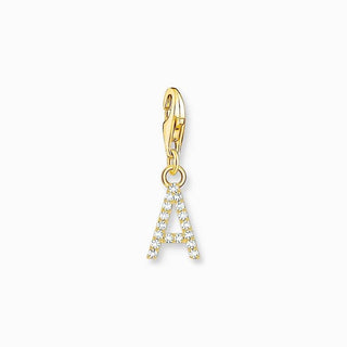 Thomas Sabo Gold-plated Charm Pendant Letter A with White Stones