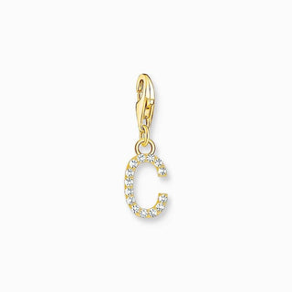Thomas Sabo Gold-plated Charm Pendant Letter C with White Stones