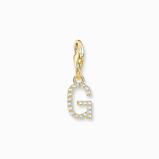 Thomas Sabo Gold-plated Charm Pendant Letter G with White Stones