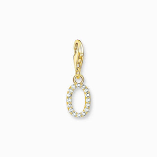 Thomas Sabo Gold-plated Charm Pendant Letter O with White Stones