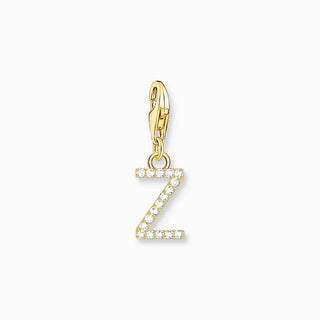 Thomas Sabo Gold-plated Charm Pendant Letter Z with White Stones