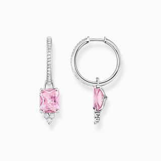 Thomas Sabo Hoop Earrings with Pink and White Stones - Silver