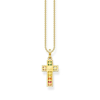 Thomas Sabo Necklace Cross Colourful Stones Gold