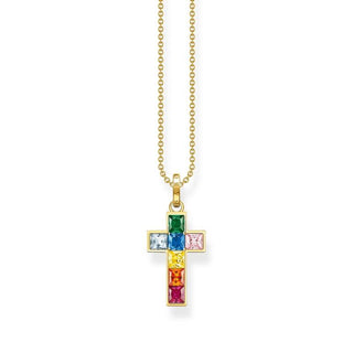 Thomas Sabo Necklace Cross Colourful Stones Gold