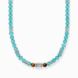 Thomas Sabo Necklace with Turquoise Beads and Tiger's Eye Beads - Silver