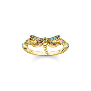 Thomas Sabo Ring dragonfly with coloured stones gold