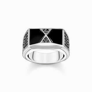 Thomas Sabo Ring with Black Onyx and Black Stones - Silver