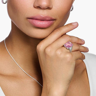 Thomas Sabo Ring with Pink and White Stones - Silver