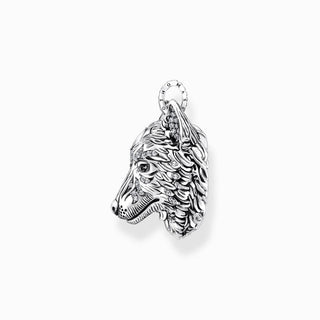 Thomas Sabo Silver Blackened Pendant Wolf's Face with Stones
