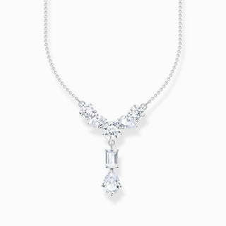 Thomas Sabo Silver Necklace in Y-shape with White Zirconia Stones