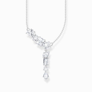 Thomas Sabo Silver necklace in Y-shape with Eight White Zirconia Stones
