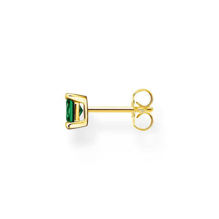 Thomas Sabo Single Ear Stud With Green Stone Gold