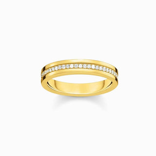 Thomas Sabo Yellow-Gold Plated Band Ring with White Zirconia