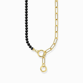 Thomas Sabo Yellow-Gold plated Necklace with Onyx Beads and White Zirconia